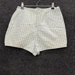 Vintage Gingham Shorts Womens 26 Blue White High Rise 70s Cottagecore Shorts